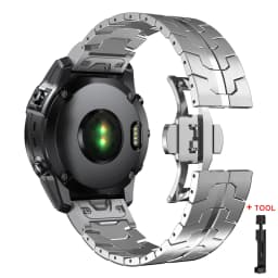 26 22mm QuickFit Metal Strap For Garmin watch Fenix 5/5X/5XPlus/6/6X/6XPro/7x Titanium Color Stainless Steel Band Forerunner 945