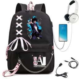 My Hero Academia Anime Print Student Backpack with Webbing Straps Girls School Bag Lightweight Casual Daypack