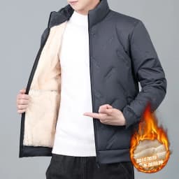 Men's Thickened Lamb Velvet Cotton Jacket Windproof Waterproof Warm Workwear Casual Style Long Sleeve Stand Collar Coat