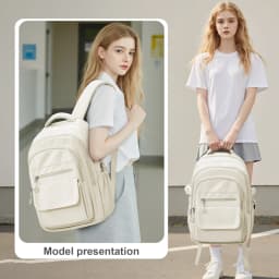 Elegant White Japanese-Style Backpack for School Girls Boys Travel Backpack Laptop Backpack Casual Daypack, Bags for Travel