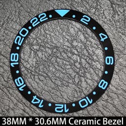 Sloping 38mm * 30.6mm Ceramic/Aluminum Blue Luminous Bezel GMT and Diving Watch Insert Fit for 40mm Watch Case Replacement Watch