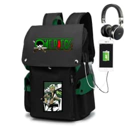 One Piece Zoro Print School Backpack Large Capacity Casual Daypack Travel Bag for Kids Teens