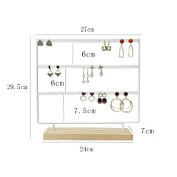 Metal 6 Layers Earring Display Holder Ear Stud Display Rack Wood Base 3-Tiers 69 Holes Jewelry Storage Organizer Stand Reusable