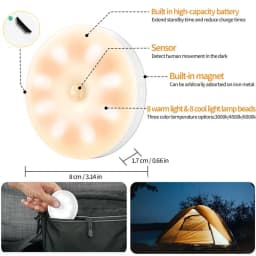 LED Night Light With Motion Sensor USB Rechargeable With 700mAh Battery Lamp Wireless For Kitchen Cabinet Wardrobe Light