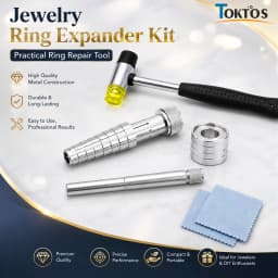 TOKTOS Ring Stretcher Enlarger Tool Jewelry Ring Sizer Expander Rubber Hammer Repair Kit for Wedding Engagement Ring Making