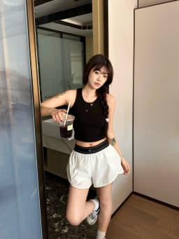 Summer Casual High Waist Wide Leg Short Pants Women's Elastic Waist Two Color Versatile Slimming Short Shorts Straight Cut
