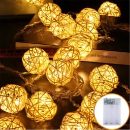 AA Battery Powered 20LED Christmas Wedding Party Fairy Holiday Decoration Warm White Rattan Ball LED String
