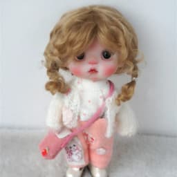 JD644 4-5inch 5-6inch Messy Baby Curly Mini Twintail Mohair BJD Wigs 1/8 1/12 OB11 Lati Yellow Doll Accessories