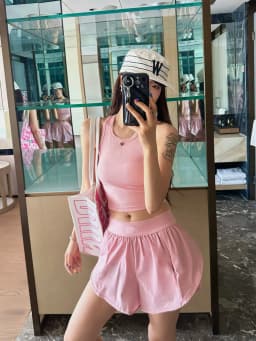 Summer Casual High Waist Wide Leg Short Pants Women's Elastic Waist Two Color Versatile Slimming Short Shorts Straight Cut