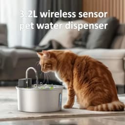 3.2L Auto Wireless Rechargeable Motion Sensor Cat Water Feeder Stainless Steel Cat Dog Pet Water Fountain Silent(No 5V 1A Plug)