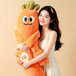 Cute Humanized Vegetable Long Cylindrical Plush Hug Pillow,Eggplant Carrot Banana With Arms Feet, Ergonomic Leg & Waist Support