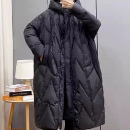 Retro Commuting Loose And Thick Down Cotton jacket for women, New Over The Knee long Plus Size Hooded Parka Winter Outwear Red