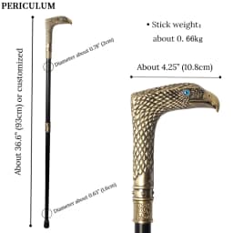 Bronze Eagle Head Curved Handle Walking Cane Detachable Vintage Walking Stick Cosplay Party Prop for Men Women