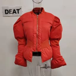 DEAT 2026 Winter New Items Fashion Women's Thread Waist Design Warm Jacket Casual Solid Color Zipper Cotton Padded Coat 11A01161