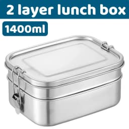 304 Stainless Steel Bento Box Double Layer Compartment Student Lunch Box Leak Proof American Style Airtight Food Container