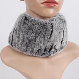 Women's Winter Warm Genuine Fur Hat Scarf Set Real Rex Rabbit Fur Cap with Silver Fox Scarves 2-Piece Natural Fashion Accessory