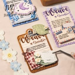 JIANWU Vintage Weave Label Relief Landscape Material Collage Scrapbooking Sticker Creative DIY Journal Stationery