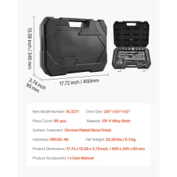 SucceBuy Socket Set 86 Pieces 3/8 1/4 1/2in Drive Socket and Ratchet Set SAE Metric Mechanic Tool Kit with Ratchet Wrench