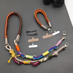 Black DIY Hand-braided Paracord Bag Strap Outdoor Multifunctional Anti-lost Adjustable Camera Phone Lanyard Shoulder Strap