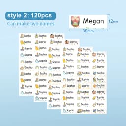 Name Sticker Custom Waterproof Kawaii Decals Personalized First Name Label for Children School Stationery Bottle Tag