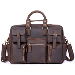 Vintage Men's Full Grain Leather Briefcase 16 Inch Laptop Messenger Bag Genuine Leather Business Travel Crazy Horse Leather Hand