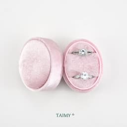 TAIMY Velvet Mini Oval Ring Box Personalized Custom Logo Muti Color 1 2 3 Slots Double Ring Box Engagement Marry Ring Box