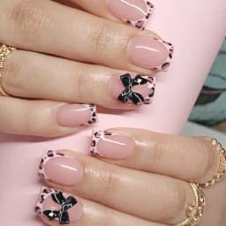 24pcs Autumn Leopard Pattern Fake Nail Tips Shiny Large Crystal French Wearable Press on Nails Spice Girls Fashion False Nails