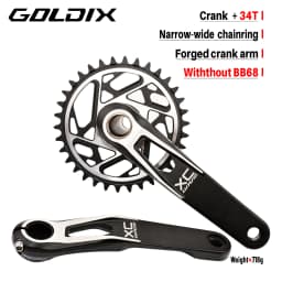 GOLDIX Mountain Bike Crank Chain Wheel Set, Fixed with 3 Screws, Leg Length 170mm/175mm Offset 3 Degrees 30T 32T 34T 36T 38T