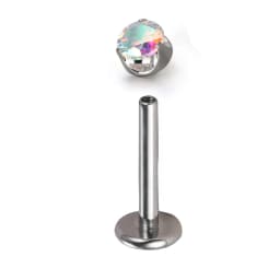 ASTM F136 Titanium Skin Surface PIERC Ear Lip Nose Studs with CZ Top Labret Threaded Earrings Multi Size Body Piercing Jewelry