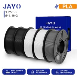 JAYO 3D PETG/PLA/PLA+ Filament 1.75mm +/-0.02mm PLA Filament 5 Rolls For Bambu FDM 3D Printer Neatly Wound 3D Printing Material