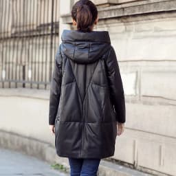 Black PU Leather Coat Hooded Down Cotton Clothes Women's 2024 Winter Cocoon-Type Thick Loose Cotton-Padded Jacket Thick Parkas