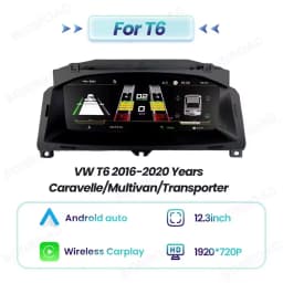 12.3”LCD Digital Dashboard Cluster For Volkswagen VW Golf 7 MK7 Caddy T6 Wireless CarPlay Android Auto Instrument Panel Cockpit