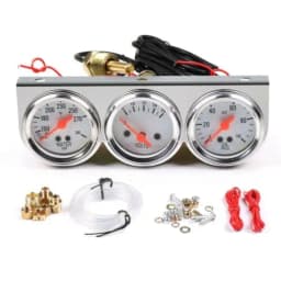Racing style Oil Pressure Water Temp Volt Meter Gauge With Sensor Triple Gauge Set Mechanical Chrome Panel White Face