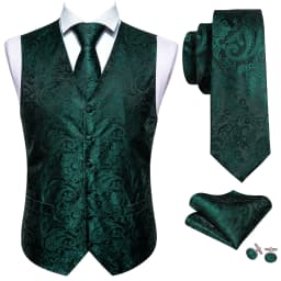 30 Colors Designer Green Vest for Men Clover Paisley Plaid V Neck Waistcoat Tie Set Wedding St.Patrick's Day