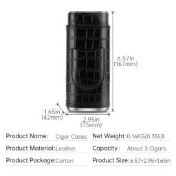 3-pack Cigar Case Portable Leather Holder Box Storage with Stainless Steel Sharp Cigar Cutter Luxury Smoking Accessories CH-24FA