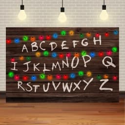 American TV Stranger Theme Background Lights Alphabet Episode Series Vinyl Banner Party Decoration Supplies Photo Prop Baby Gift
