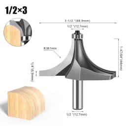1pc 1/4" 1/2" Shank Woodworking Round Router Bit Woodworking Milling Cutter Slotting Tool Trimming Machine Router Bit
