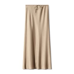 2026 Spring Summer Solid Color Satin Long Skirt For Women High Waist Lace-Up Fashion Elegant Faldas Light Luxury Women's Skirt