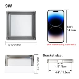 LVL Modern LED Wall Lamp 9W Small Round & Square Waterproof IP65 CCT Indoor/Outdoor Source Wall Sconces Smokey Grey Fixture