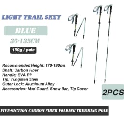 Naturehike Climbing Poles Lightweight 5-Section Carbon Fiber Folding Trekking Pole Hiking Walking Stick Light Trail 5-EXT Cane