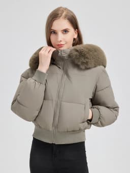 2026 Thicken Short Women's Winter Jacket Korean Style Down Cotton Coat Casual Warm Fur Hooded Cropped Parkas Chic Streetwear