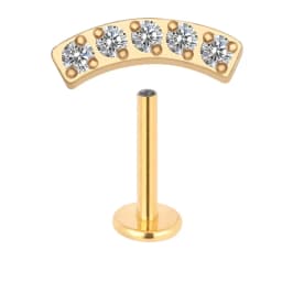 G23 Titanium Ear PIERC Curved Bar Earrings 5 CZ Paved Top Cartilage Threaded Labret Stud Tragus Lip Ring Body Piercing Jewelry