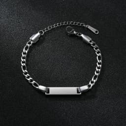 Akizoom Punk Engrave Name Custom Bracelets Gold Color Stainless Steel Thick Hand Chain Customized Couple Men Women Jewelry Gift
