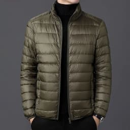 Autumn Winter Lightweight down Cotton Jacket Men's Short Collar Hooded Medium Lightweight Thin Outerwear Discontinued Size