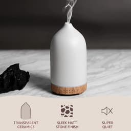 100ml Ceramic Essential Oil Diffuser for Bedroom Home Office Ultrasonic Humidifier Aroma Diffuser with 7 Colors Night Light