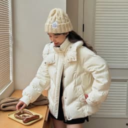 Thicken Warm Stand Collar Hooded Parkas Women Swinter Olid Color Long Sleeve Short Puff Parkas Zipper Button Cotton Padded Coats