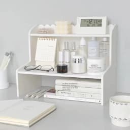 Double Layer Desktop Heightening Storage Rack Office Stationery Book Cosmetic Organizer Shelf Home Decorations Accessories