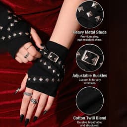 1 Pair of Y2K Personalized Buckle Punk Style Fingerless Glove for Women,Luo Hip Hop Style Stage Performance Street Dance Sleeves
