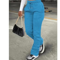 HLJ&GG Spring New Drawstring Jogger Pants Women High Waisted Stacked Trousers Casual Female Solid Color Matching Sporty Bottoms