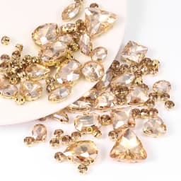 130pcs/lot Gold Claw Setting Glass Rhinestone Mixed Shape Sew On Crystal Stone Diamond for Wedding Dress Shoes Bags DIY Trim